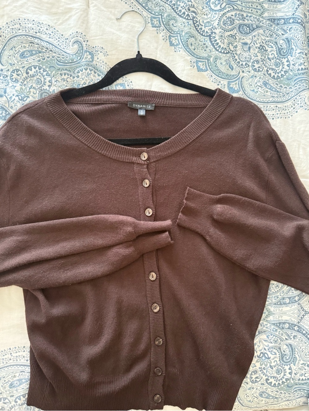 Dynamite Chocolate Brown Button-Front Cardigan